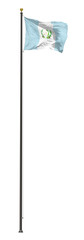 Guatamala flag on a pole, isolated on a white background