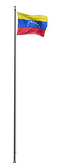 Venezuelan flag on a pole, isolated on a white background