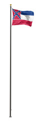 Mississippi flag on a pole, isolated on a white background