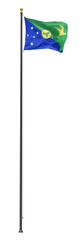 Christmas Island flag on a pole, isolated on a white background