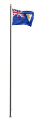 Anguilla flag on a pole, isolated on a white background