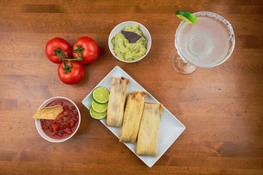 Traditional Mexican Tamales And Salsa