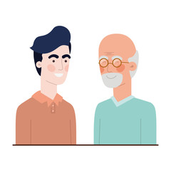 father with son talking avatar character