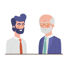 father with son talking avatar character