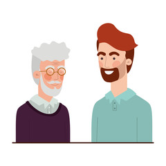 father with son talking avatar character