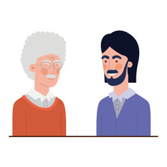 father with son talking avatar character