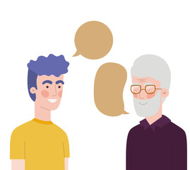 father with son and speech bubble