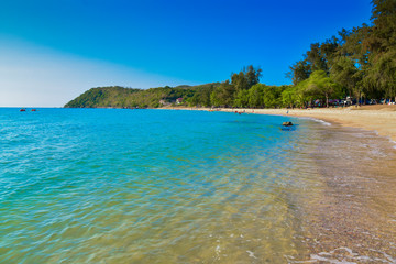 Sea beach blue sky background Travel in Summer Holidays
