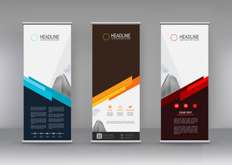 Vertical banner stand template design. can use for brochure flyer, covers ,infographics ,vector abstract geometric background, modern x-banner and flag-banner advertising design element