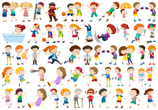 Set of exercise people character