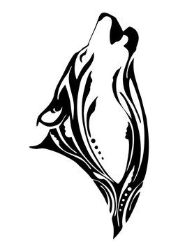 recommend clip art:  Silhouette wolf head howl tribal tattoo vector design with white isolated background