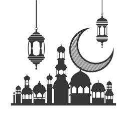 ramadan kareem mosque building with moon