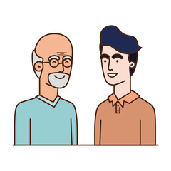 father with son talking avatar character