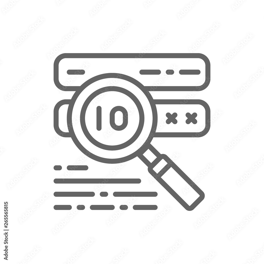 Poster vector password check, virus scan line icon.