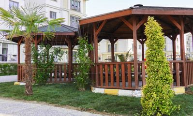 Gazebo in the middle of a garden in istanbul