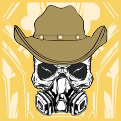 cowboy skull wearing respiration vector
