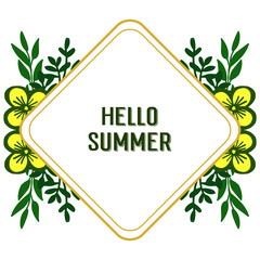 Vector illustration banner hello summer with art yellow floral frame