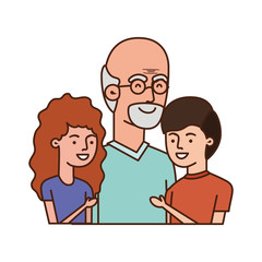 Obraz premium grandfather with children hugging avatar character