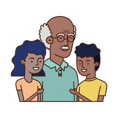 grandfather with children hugging avatar character