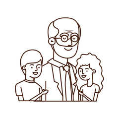 Obraz na płótnie Canvas grandfather with children avatar character