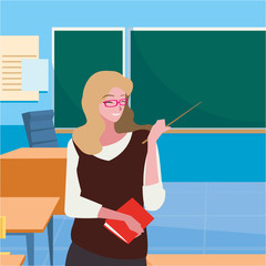 female teacher in the classroom character