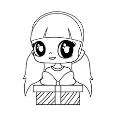 cute little doll with gift box