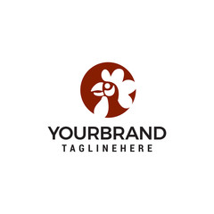 roosters or chicken heads with circle logo design concept template vector