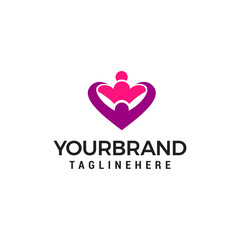 hug love heart logo design concept template vector