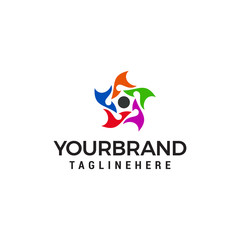 five people star business logo design concept template vector