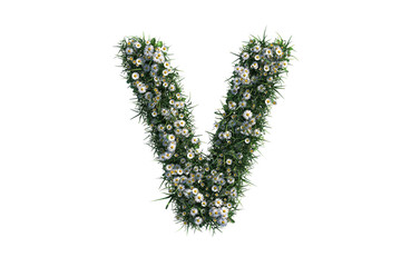 Letter V made from flowers