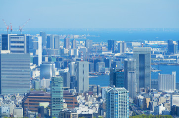 Obraz premium 東京風景 2019 六本木から望遠で望む湾岸エリア 晴海 豊洲方面