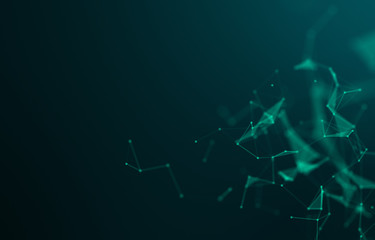 Abstract polygonal space low poly dark background with connecting dots and lines. Connection structure. Science. Futuristic polygonal background. Triangular. Wallpaper. Business - Illustration