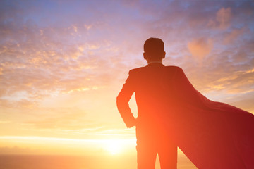 silhouette of super businessman