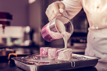 Close up of female hand that holding jug