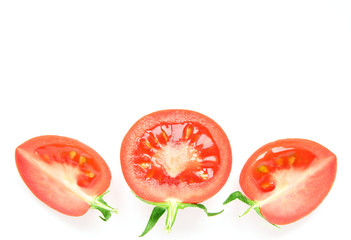 Tomato. Fresh vegetable isolated on white. Half, slice. Collection. - Image