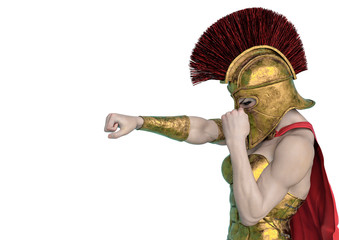 Obraz premium she is the spartan soldier punching in a white background
