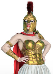 Fototapeta premium she is the spartan soldier pop star pose in a white background