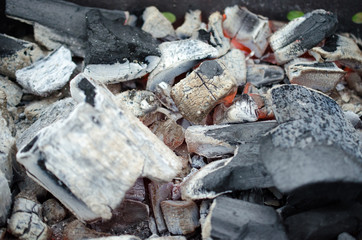 decaying coals closeup