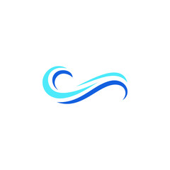 Water Wave Icon Logo Design Template for green technology business plumbing wind company with modern high end look