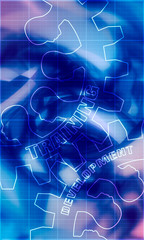 Training and Development text on the Mechanism of Gears. Communication Concept in Industrial Design. Modern brochure design template. Human head silhouettes. Retro tileable measure technical draft.