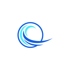 Water Wave Icon Logo Design Template for green technology business plumbing wind company with modern high end look