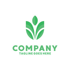 Leaf Logo With Unique Shape And Flat Green Color