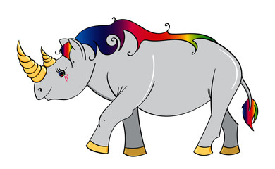 Obraz premium Rainbow Rhinoceros Unicorn