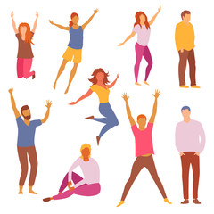 happy people. group of cheerful people. set of vector images