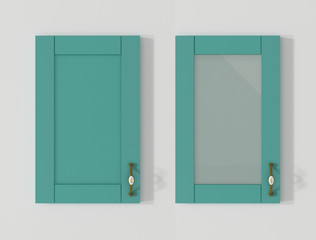 Door for kitchen cabinets pastel turquoise