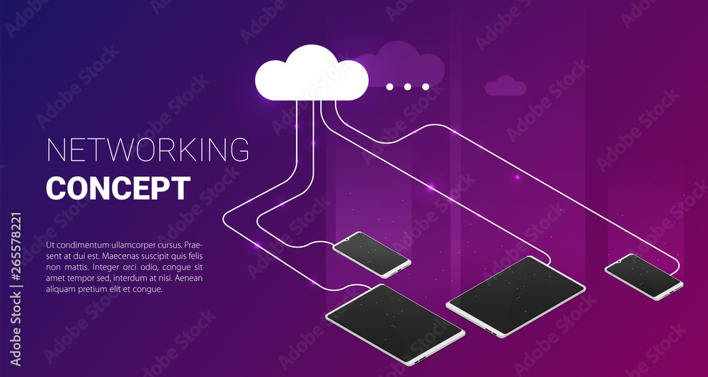 Aufkleber modern cloud technology and networking concept. flat vector isometric illustration.