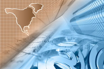 Mail signs, graph and buildings