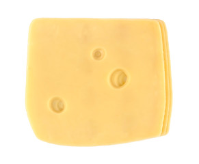 slices of cheese isolated on white background