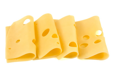 slices of cheese isolated on white background