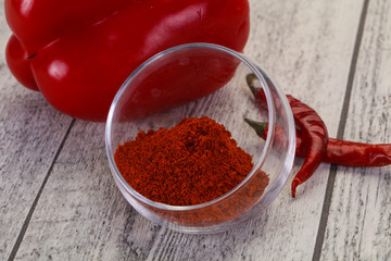 Paprika powder in the bowl